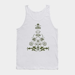 Vintage Green Christmas Tree Scandinavian Hygge Folk Art Aesthetic Tank Top